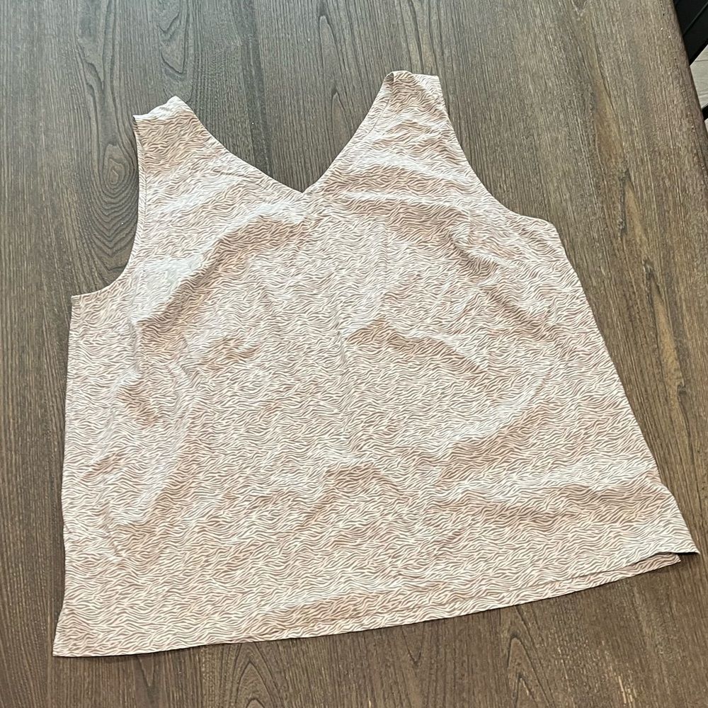 NWOT Eddie Bauer Cream Taupe Zebra Print Tank Top Size 1X